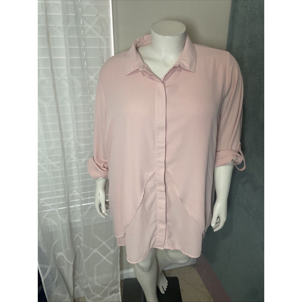 Roamans Shirt Women 28W Button Up Coastal Preppy Minimalist Office Timeless